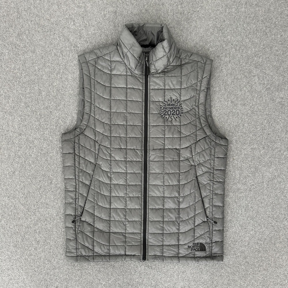 The North Face ThermoBall Vest Mens Small Gray Quilted Trekker‎ EBay Logo Puffer